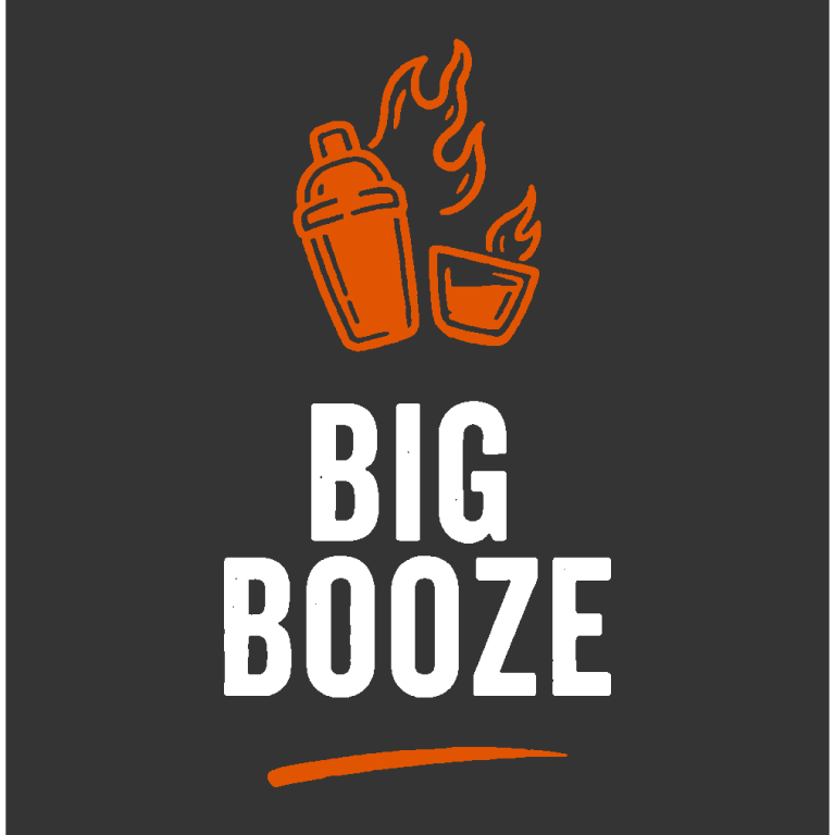 Big Booze Produktlogo "Shaker on fire" für "Big Booze"